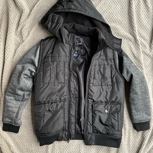 Jacket Southpole Boys size M (10-12) removable hood black with gray sleeves
